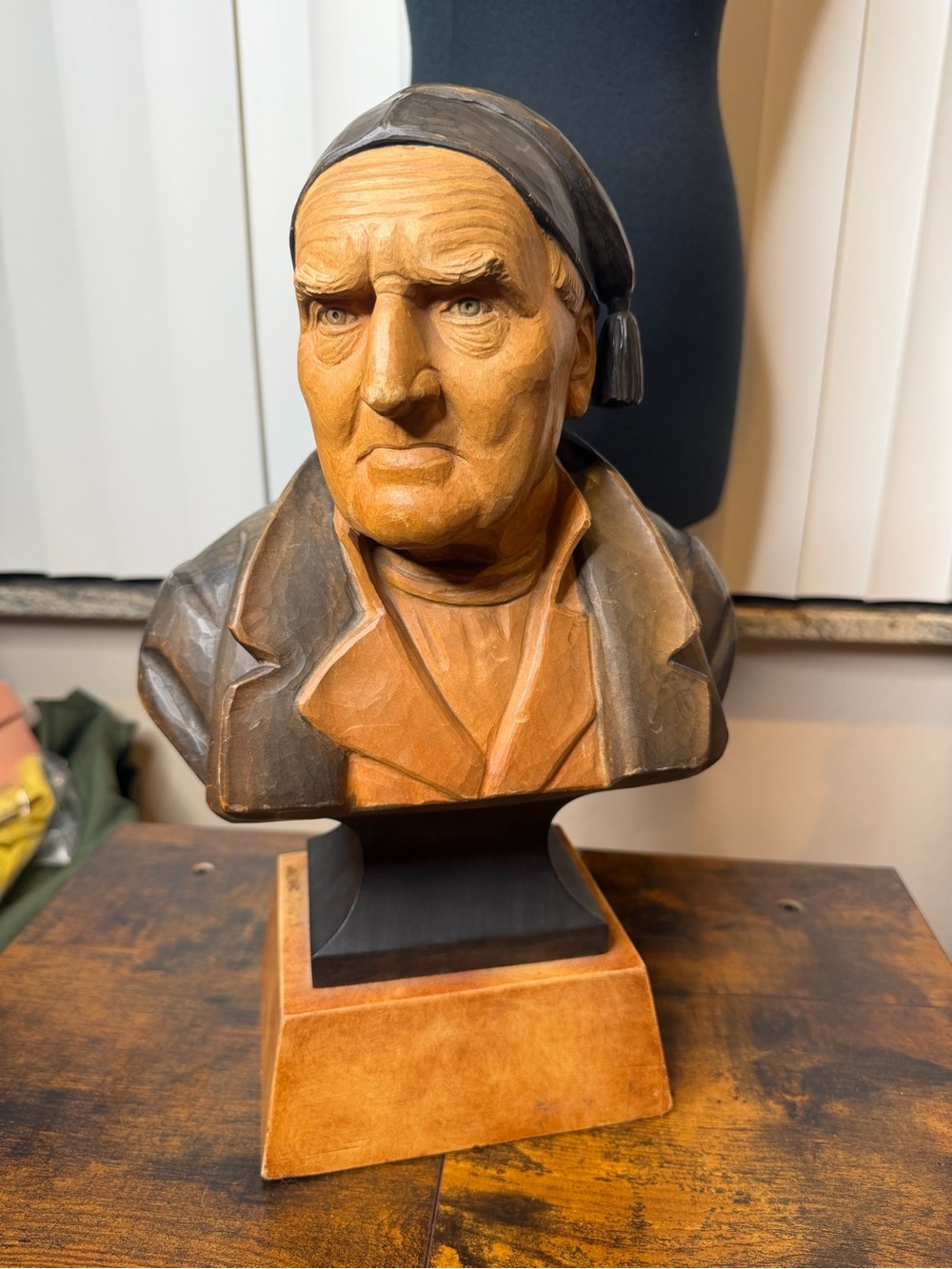 Vintage SWISS Hans Huggler Wyss LARGE Hand Carved Wood BUST OLD MAN